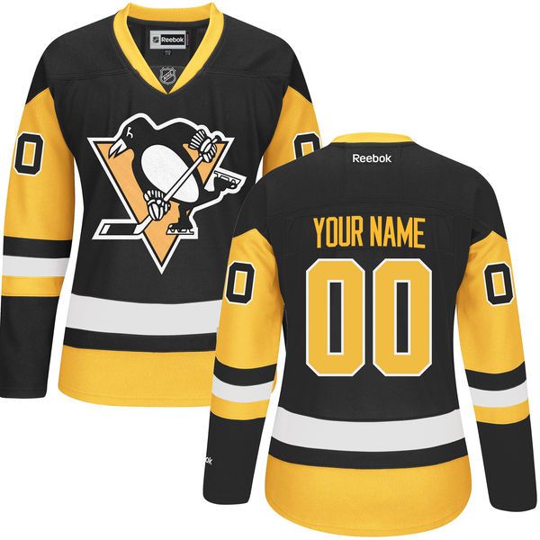 Womens Pittsburgh Penguins Reebok Black Premier Alternate Custom NHL Jersey
